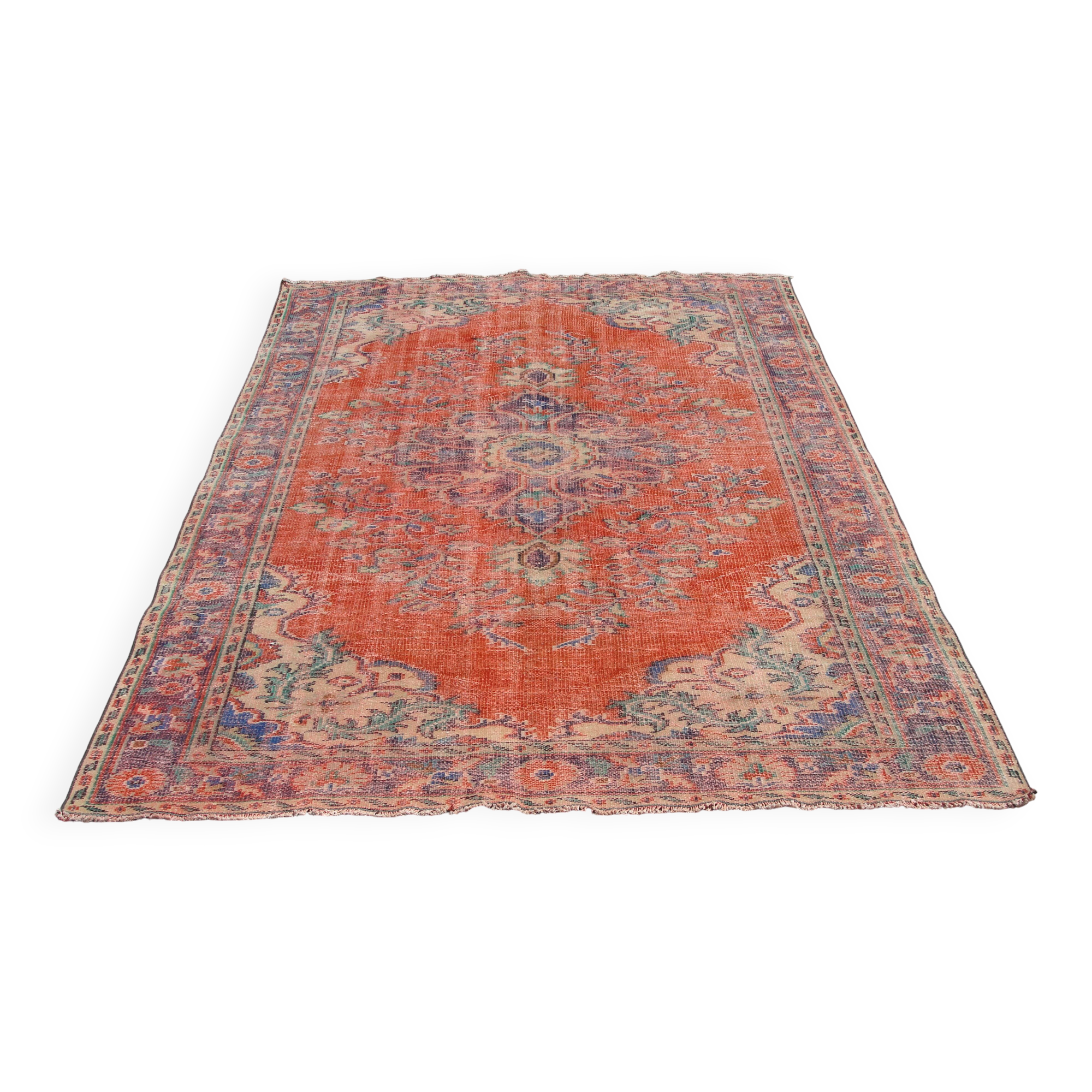 Turkish oushak large handmade red rug 194cm x 286cm living room rugs