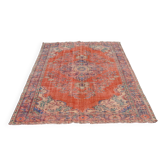 Turkish oushak large handmade red rug 194cm x 286cm living room rugs