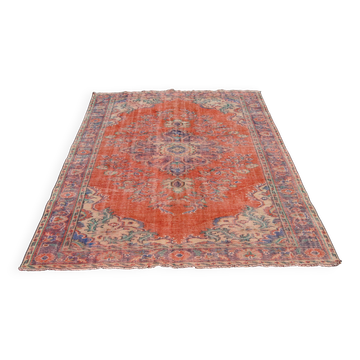 Turkish oushak large handmade red rug 194cm x 286cm living room rugs