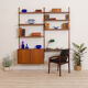 Teak wall unit by Hansen Guldborg with a desk and a cabinet, Denmark, 60s