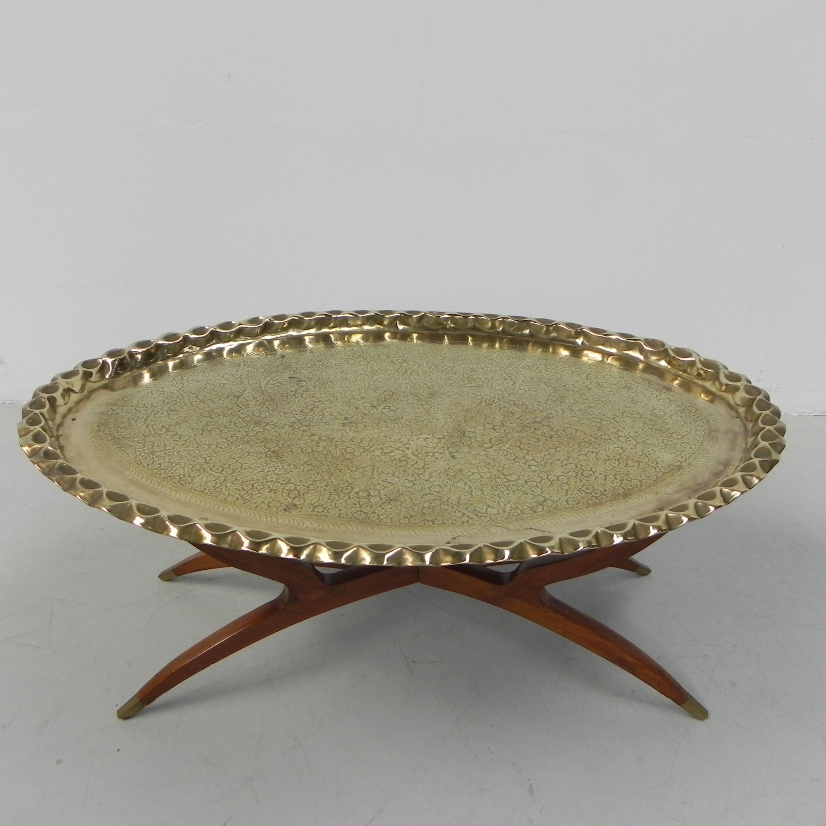 Moroccan brass tray table, ca 1950