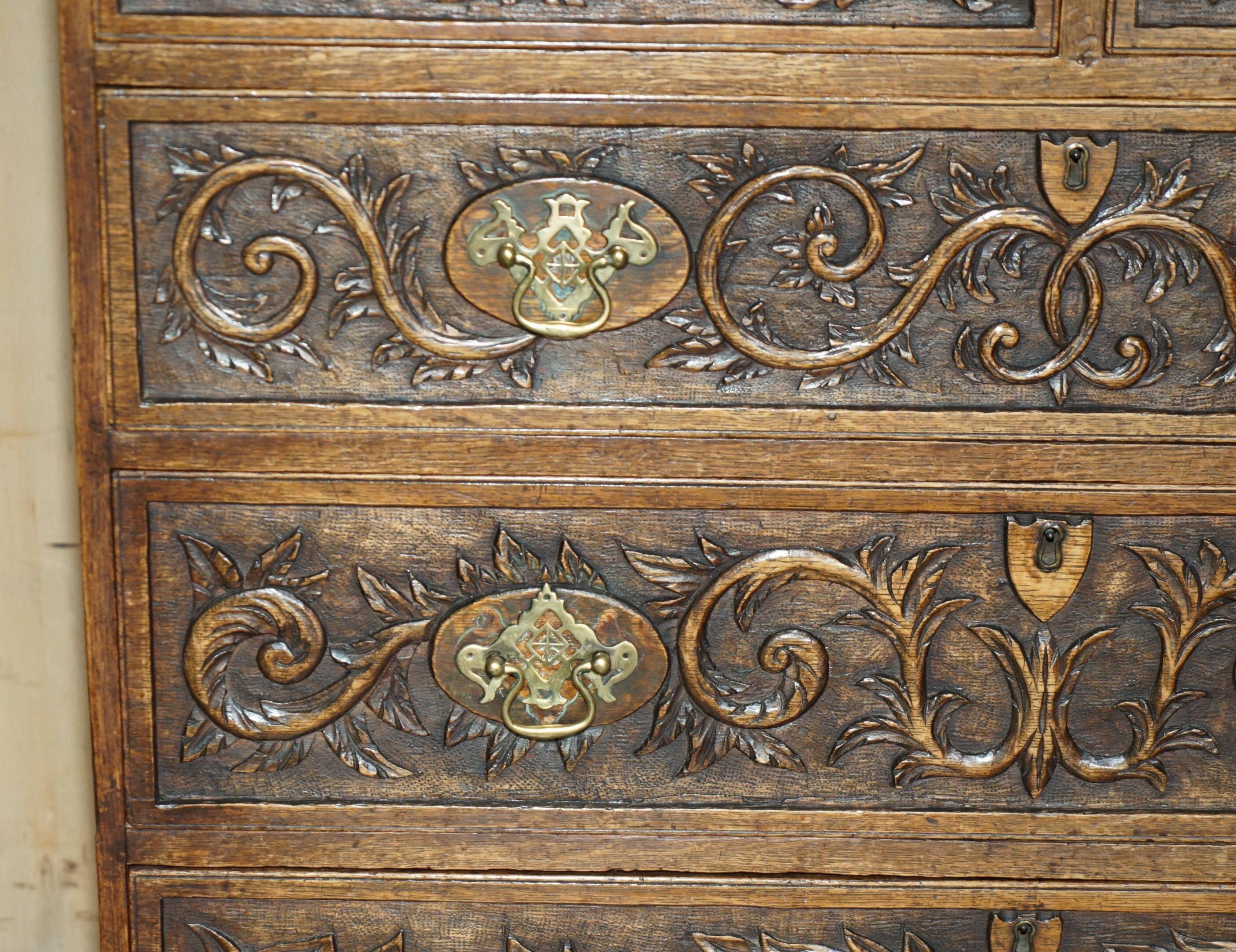 Victorian oak commode finely carved.