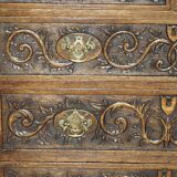 Victorian oak commode finely carved.