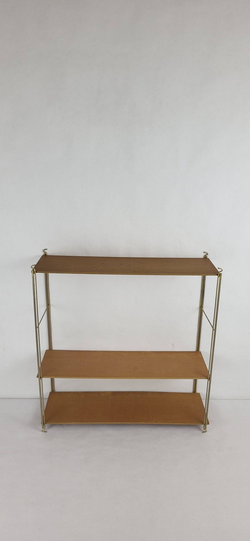 String Shelf Wood and gold metal 1960's