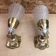 Pair of Old Brass Wall Lamp & Plexi Reflector 70s Vintage