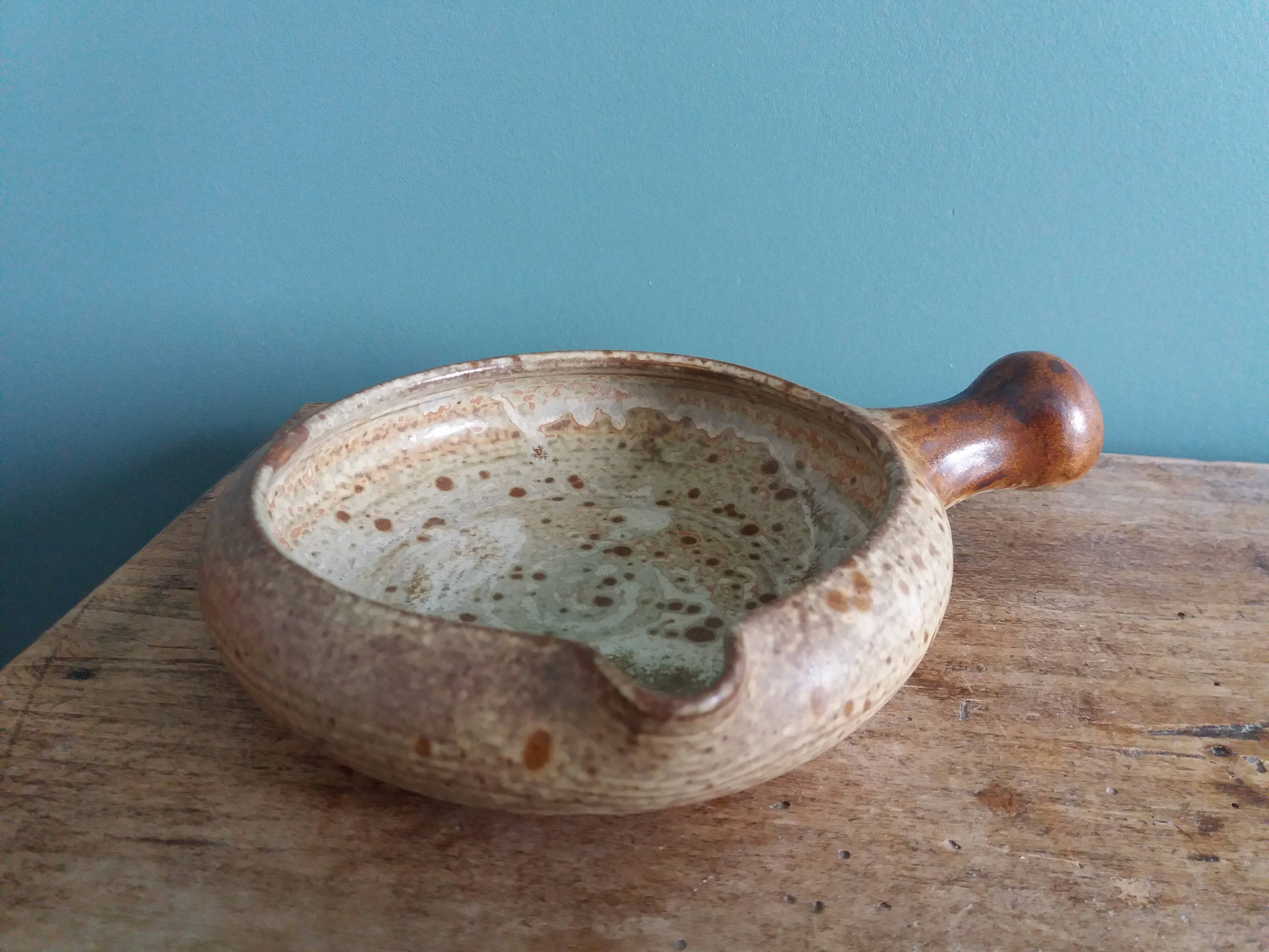Caquelon signed Jean-Pierre Prud'homme in Puisaye stoneware