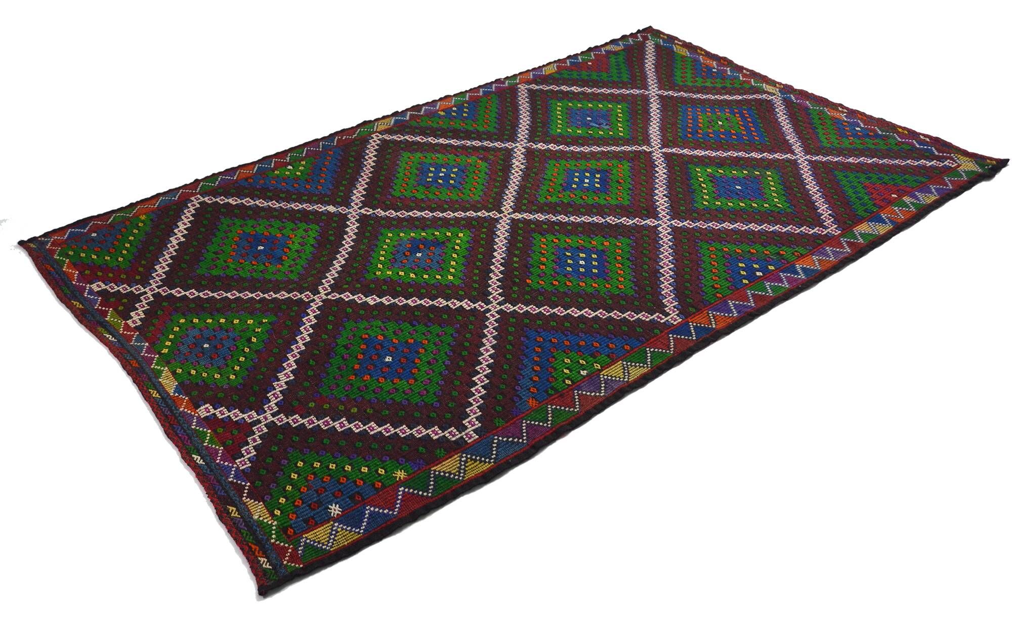 Grand Turkish Kilim Anatolia 196x326 cm Geometric Vintage Handwoven