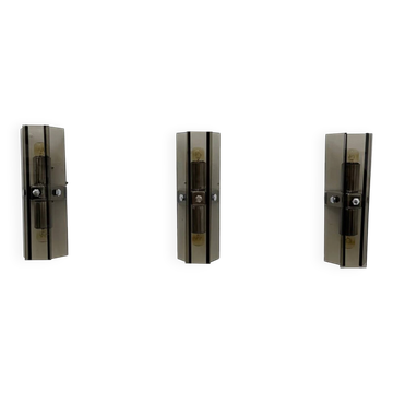 Set of 3 Veca glass wall lamps / sconces, 1970s Italy
