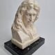 Buste de Molière en plâtre ciré sur socle en marbre 14 cm
