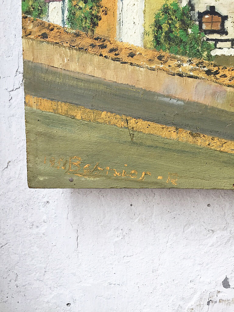 Huile sur bois « ville » Bernier