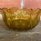 Salad bowl + 6 vintage amber orange moulded glass bowls from the 1970s.