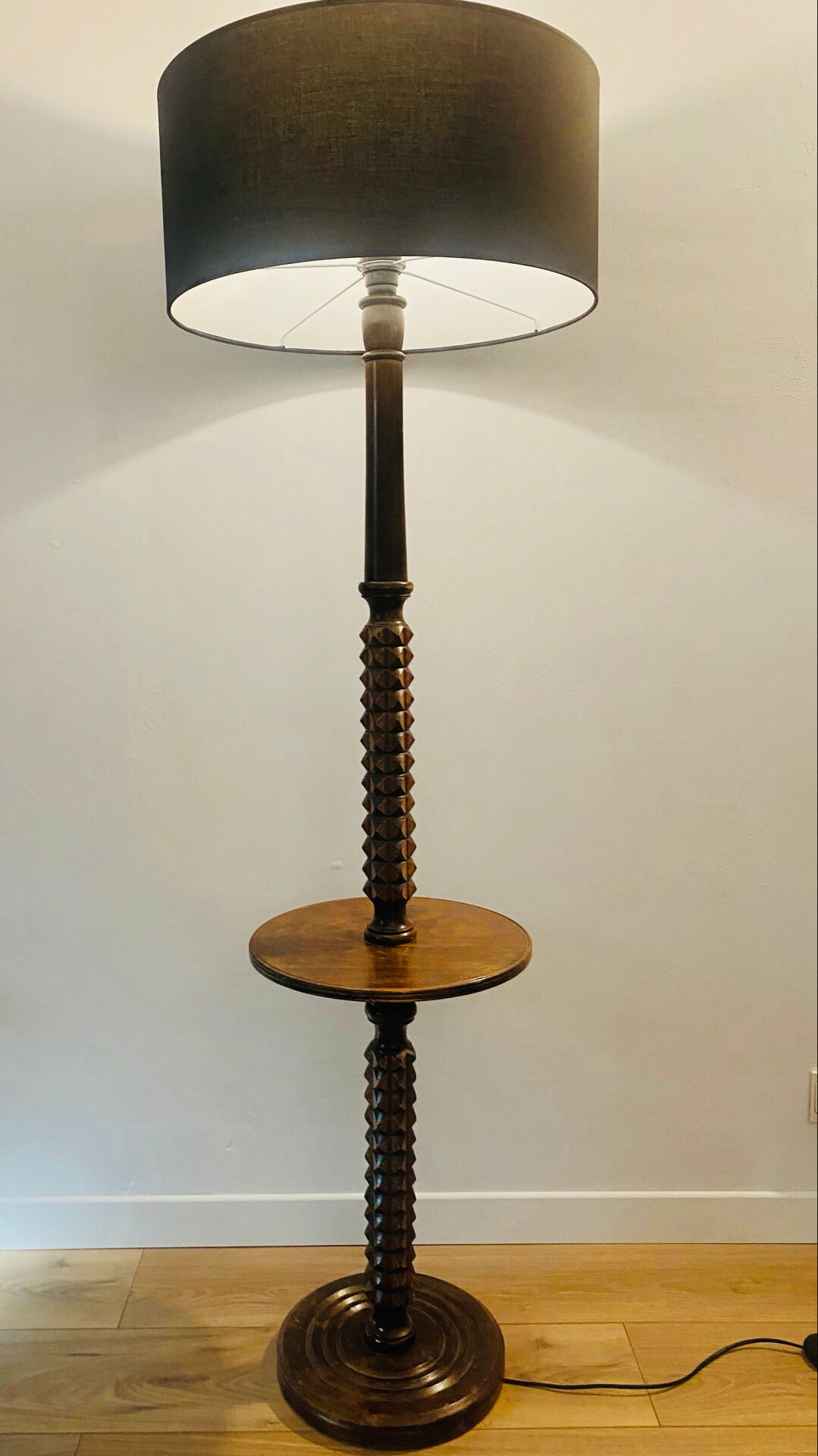 Charles Dudouyt solid oak reading lamp