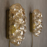 Pair of  bubble glass wall lamps by Helena Tynell for Limburg 1960