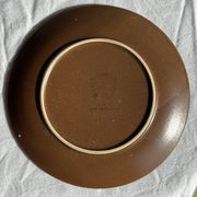 Lot de 6 assiettes à dessert vintage en grès brun