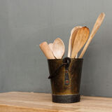 Small hammered bucket, copper, wrought iron