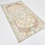 4x7 Light Yellow and Brown Persian Rug, 114x204Cm