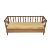 1970s, Swedish drop arm sofa/daybed, furniture fabric, oak wood.