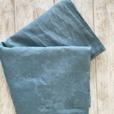 Large old blue-gray damask tablecloth - Linen - 350x260 cm