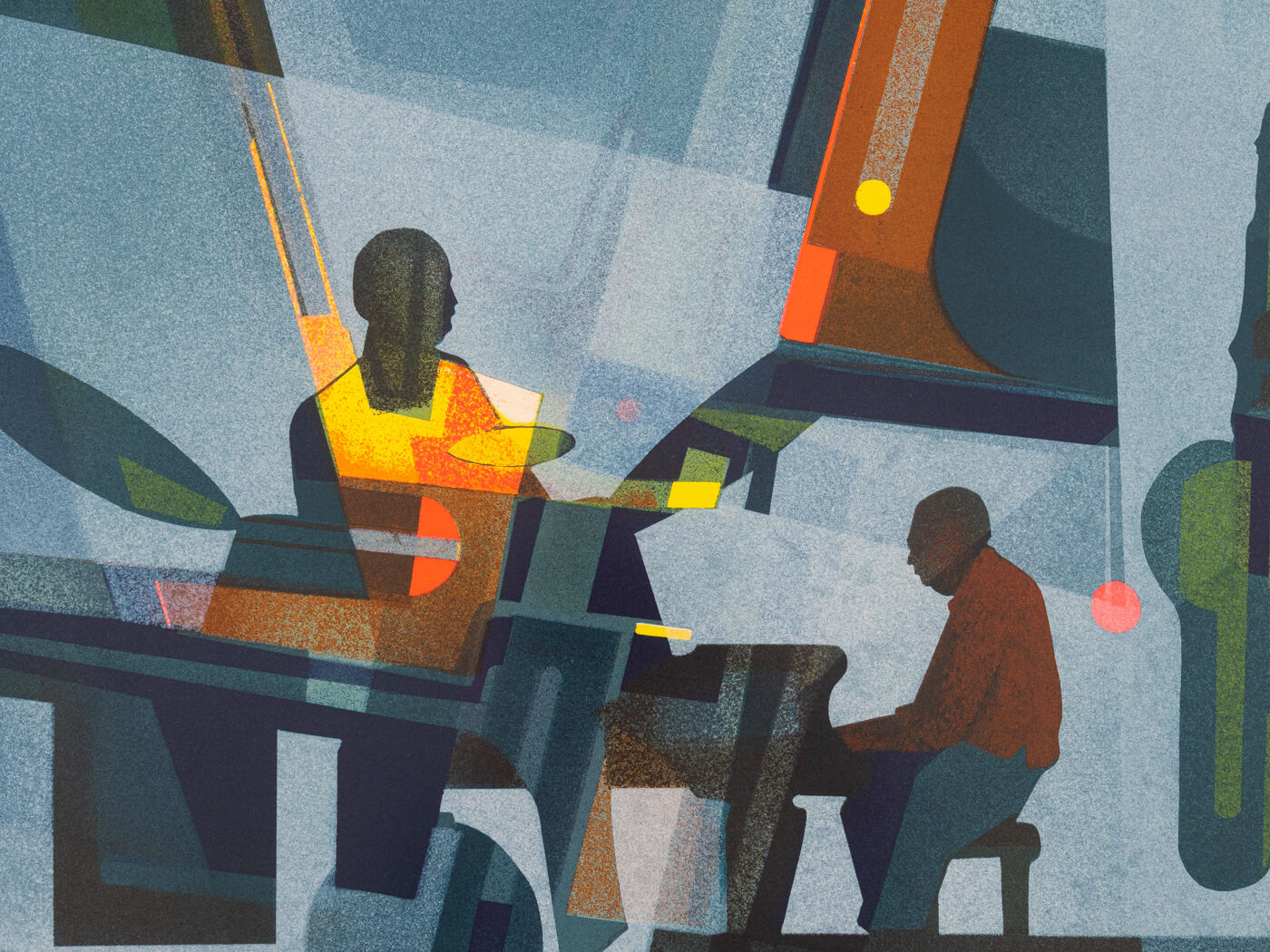 Jazz at Night, Screen Printing on Thick Paper, 97 x 81 cm