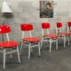 Set of 5 chairs TON Bystrice (Thonet) red and white 1960
