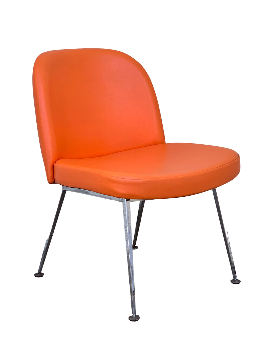 Chauffeuse vintage orange skaï et chrome 1970