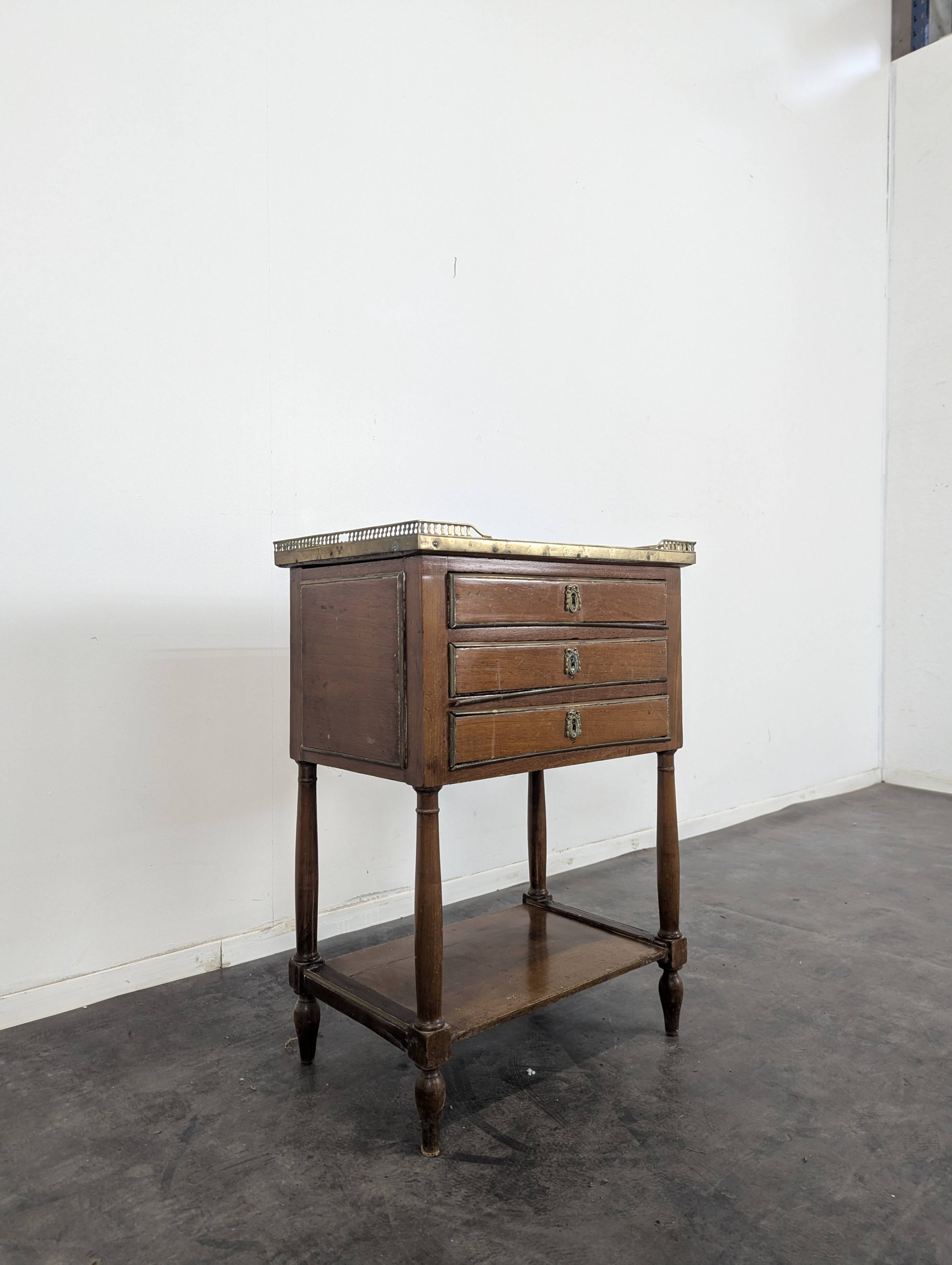 Louis XVI period mahogany gallery bedside table