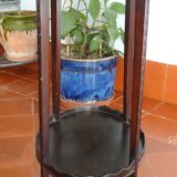 Carved wooden pedestal table with double trays 41 x 72 cm