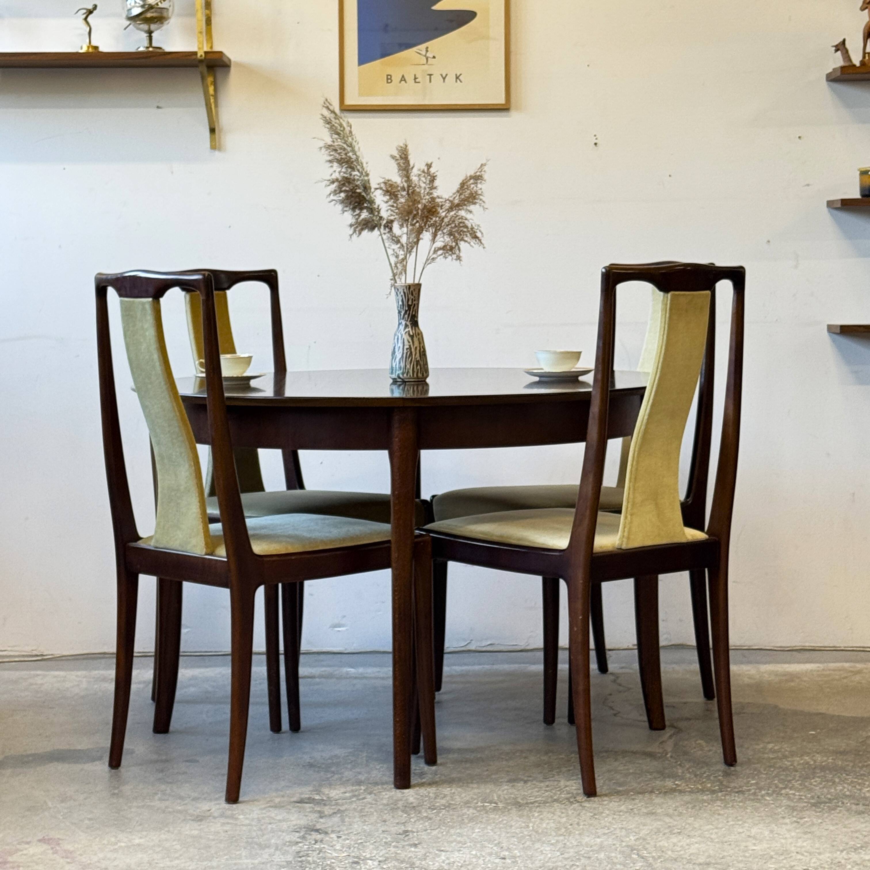 Set of 4 dining chairs, Lübke Germany 1960s, vintage