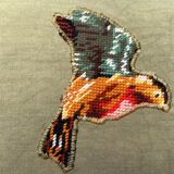 Upcycled cushion "les p'tits oiseaux" - 40x60 cm- linen & canvas