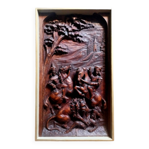 Panneau en bois sculpté, - xixeme