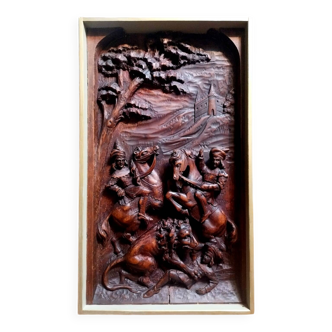 Carved wooden panel, 19th century