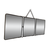 Miroir vintage 1950 triptyque barbier simili lézard noir coiffeur - 27 x 67