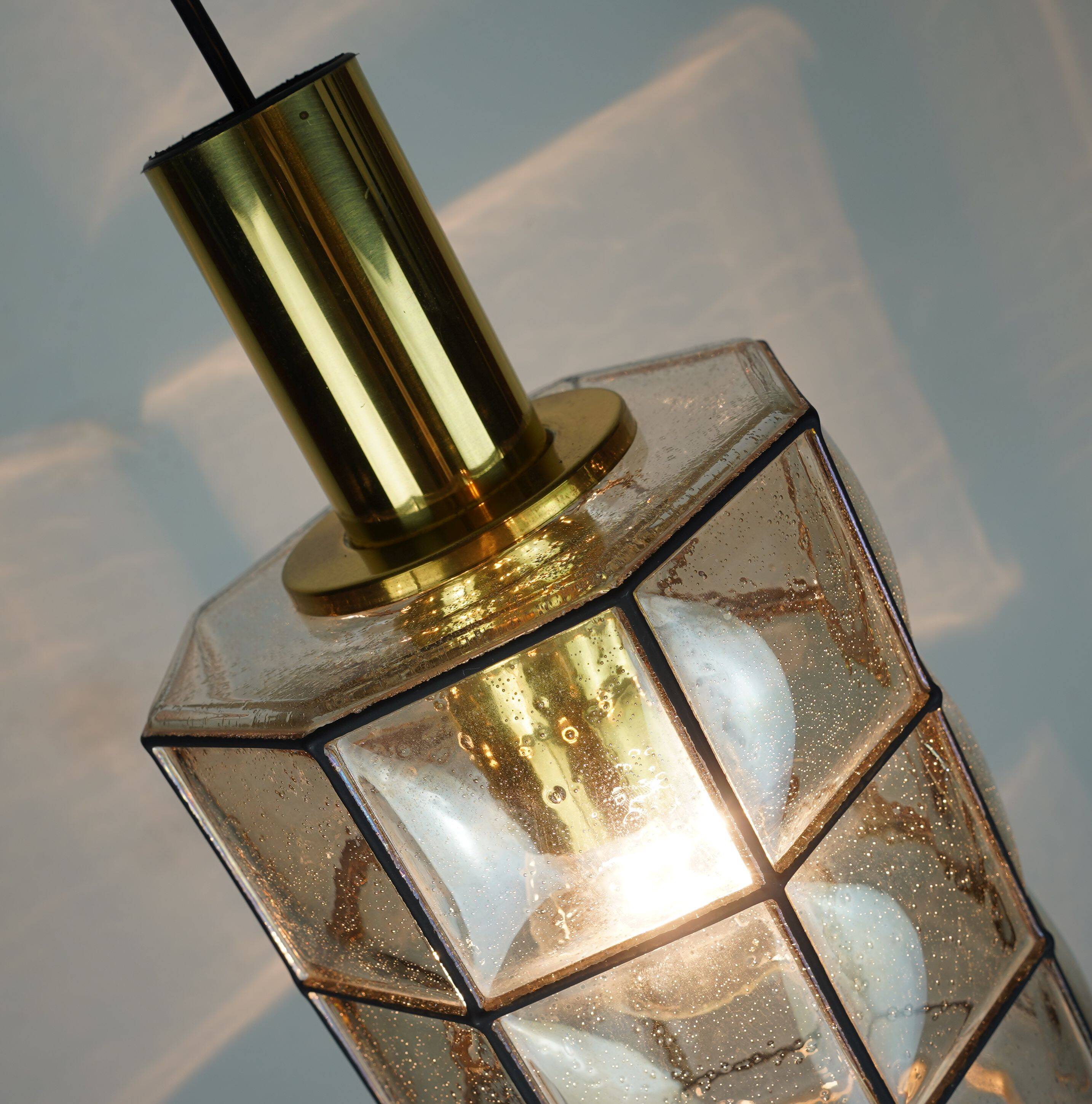 glashuette limburg hanging LAMP 1960's 70's glass pendant light model P292
