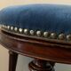 Adjustable piano stool, wooden and blue velvet, Napoleon III