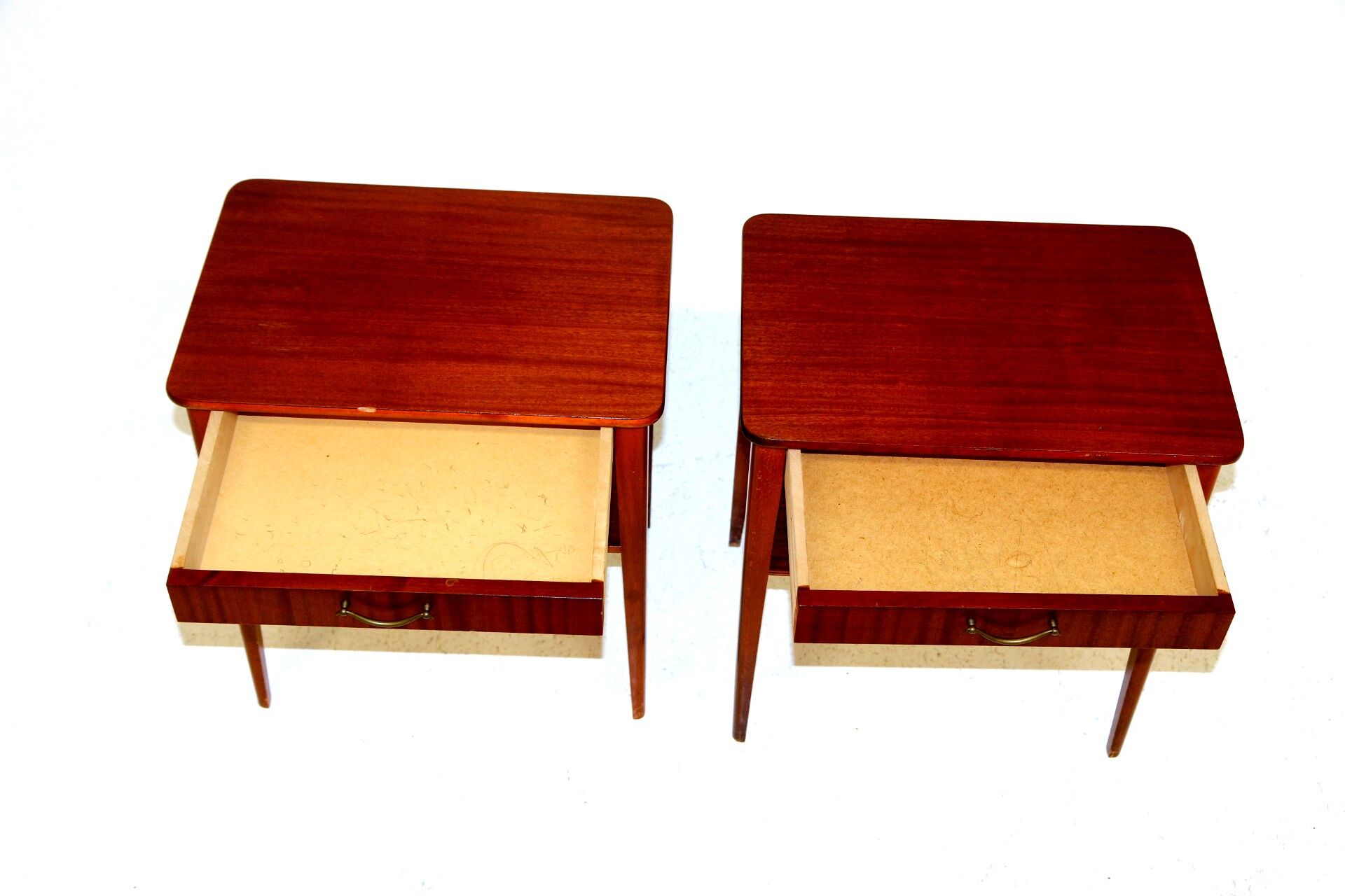 Pair of Scandinavian mahogany bedside tables, Sweden, 1950