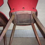 lot of 5 chairs 1950 1960 red feet compass
