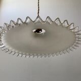 Vintage 50s serrated opaline pendant lamp
