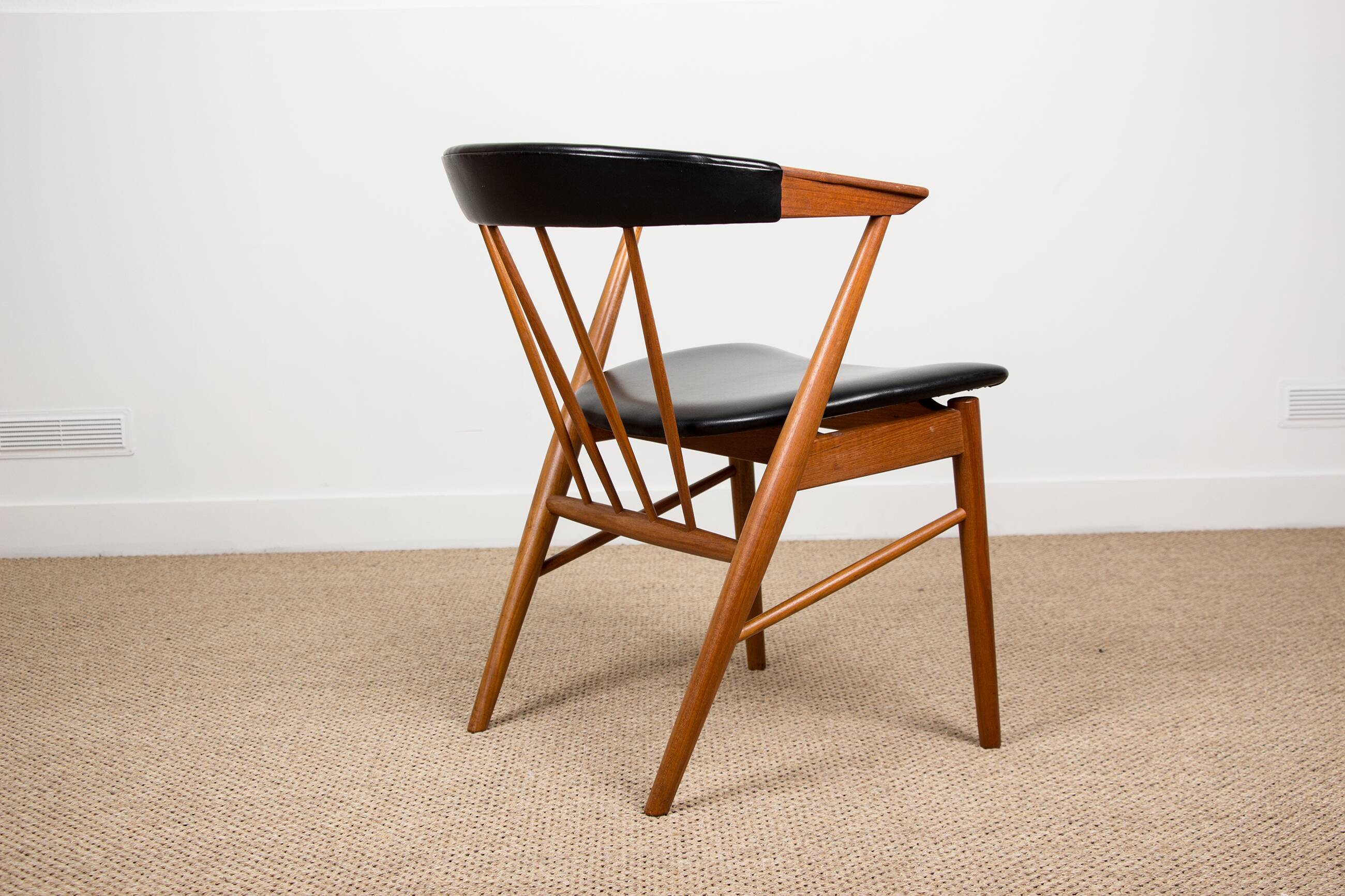 Danish armchair in teak and skai by Helge Sibast for Sibast 1955.