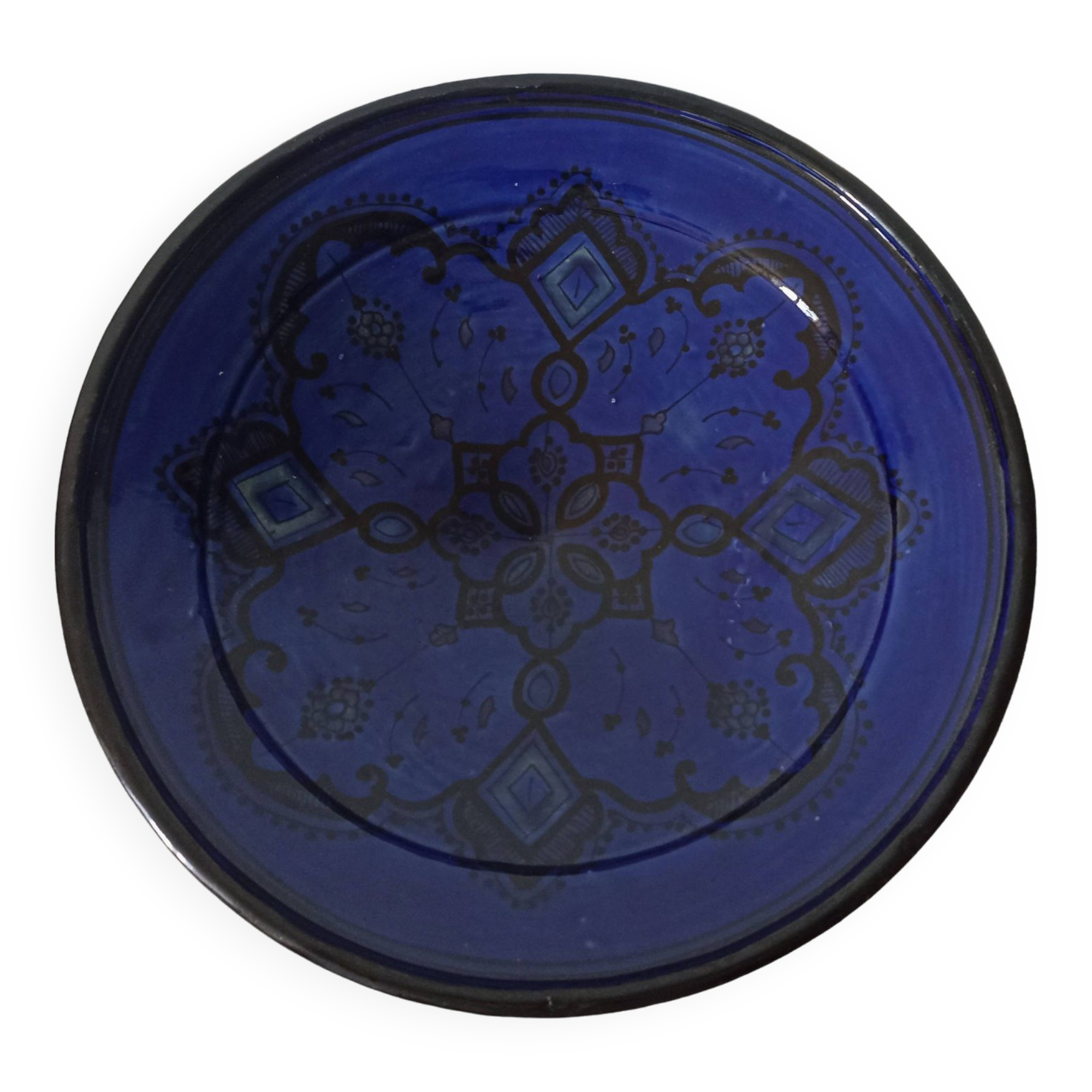 Very large blue Moroccan dish Majorelle