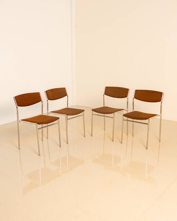 Ensemble de 4 chaises marrons par Gijs van der Sluis 60's