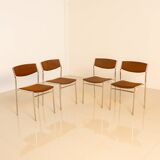 Ensemble de 4 chaises marrons par Gijs van der Sluis 60's