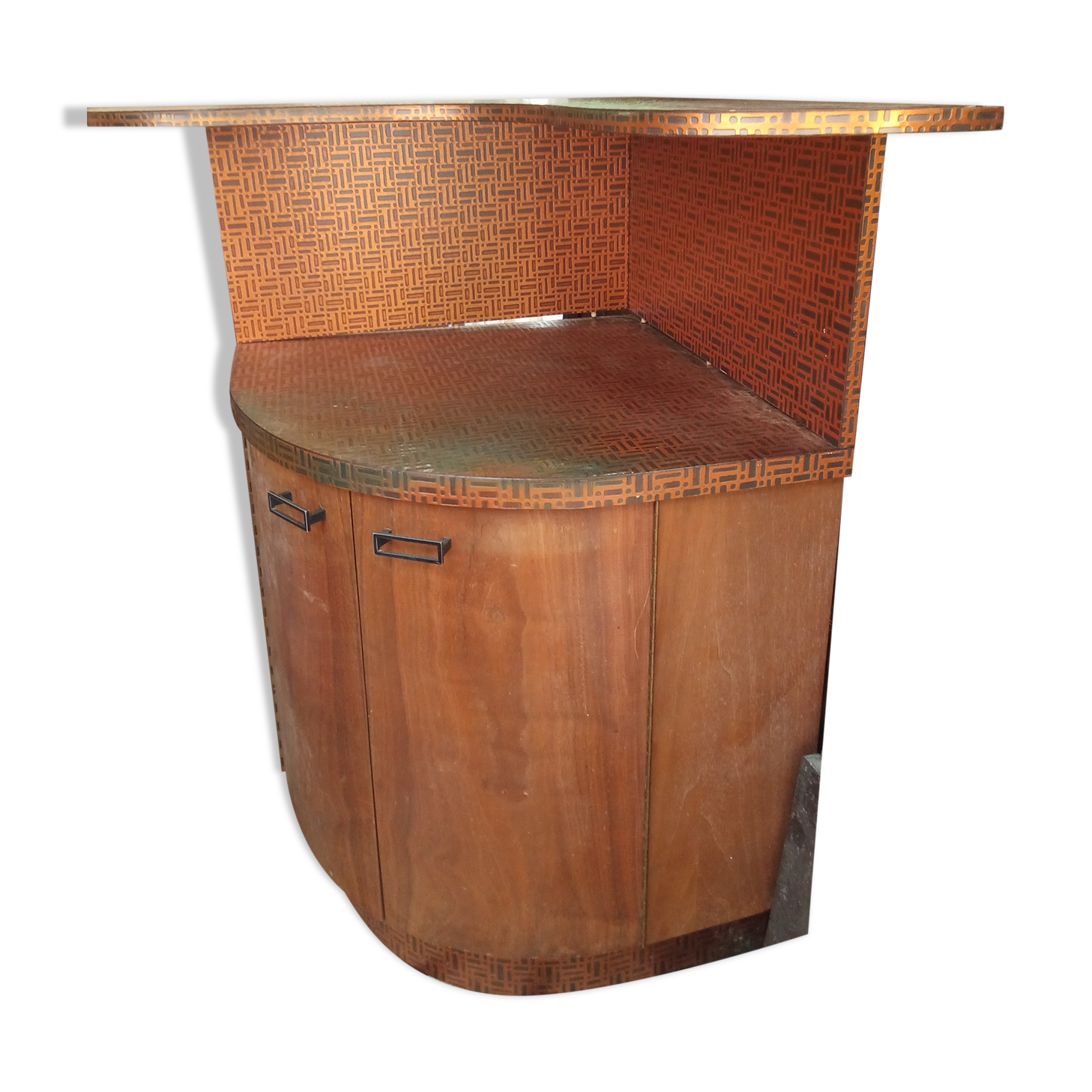 Vintage bar 1970 beech and copper, turntables
