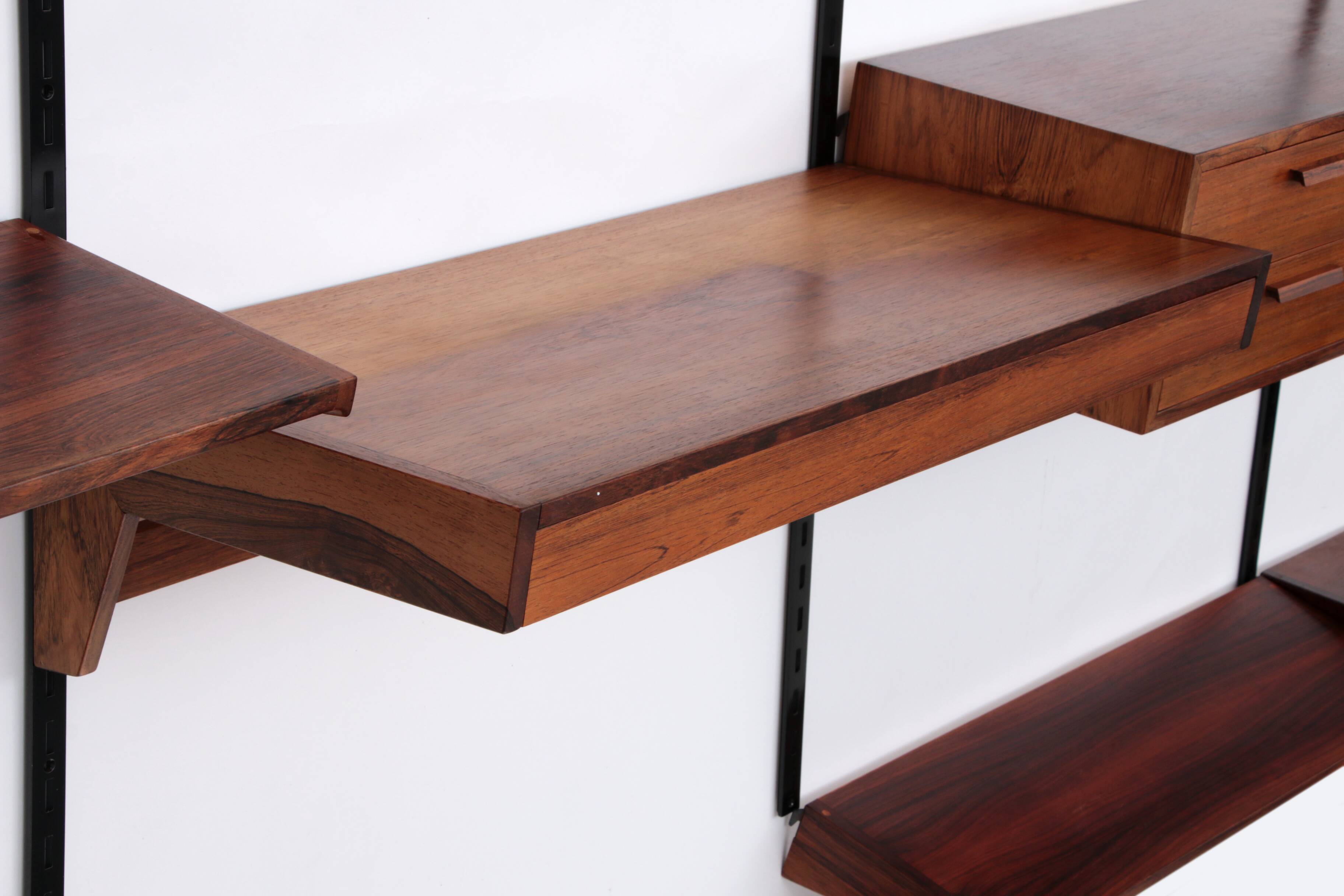 Modular Dark wooden Wall System from Kai Kristiansen - FM Møbler