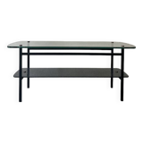 table basse en verre et métal noir, 1950
