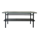 table basse en verre et métal noir, 1950
