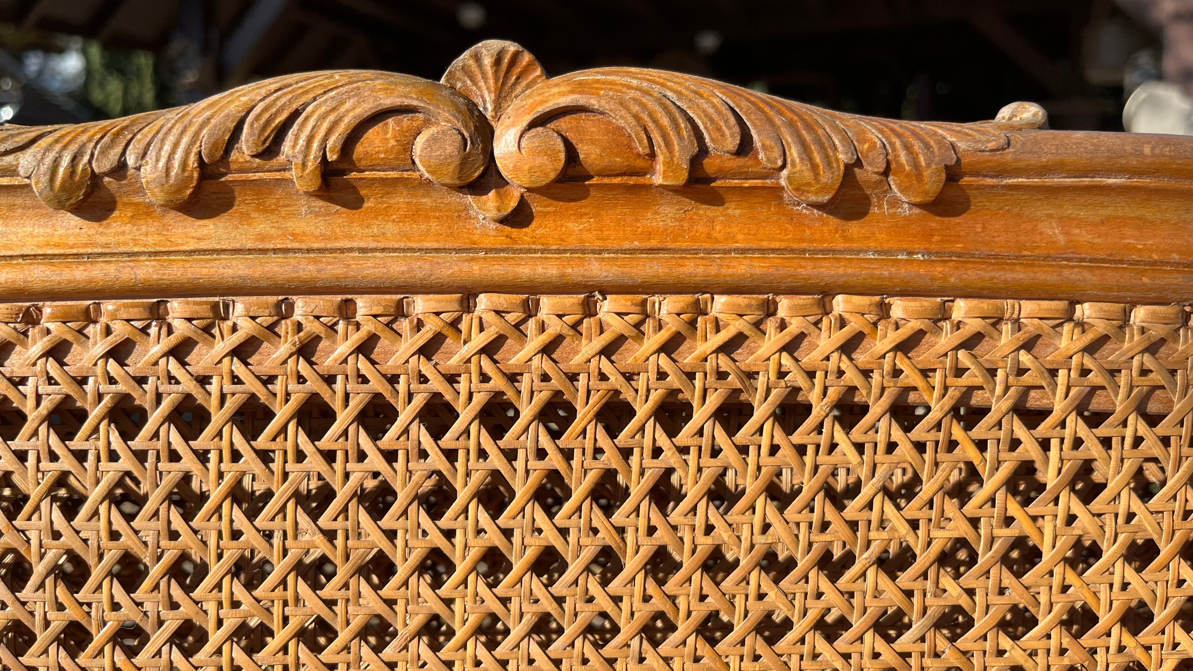 Double cherry wood headboard Louis XV style