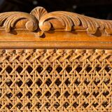 Double cherry wood headboard Louis XV style