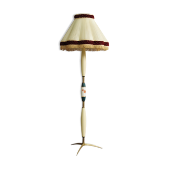 Ceramic floor lamp and fringed wood, 50s-60s