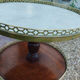 Table de chevet, table d'appoint ancienne style Louis XVI en bois et plateau en marbre