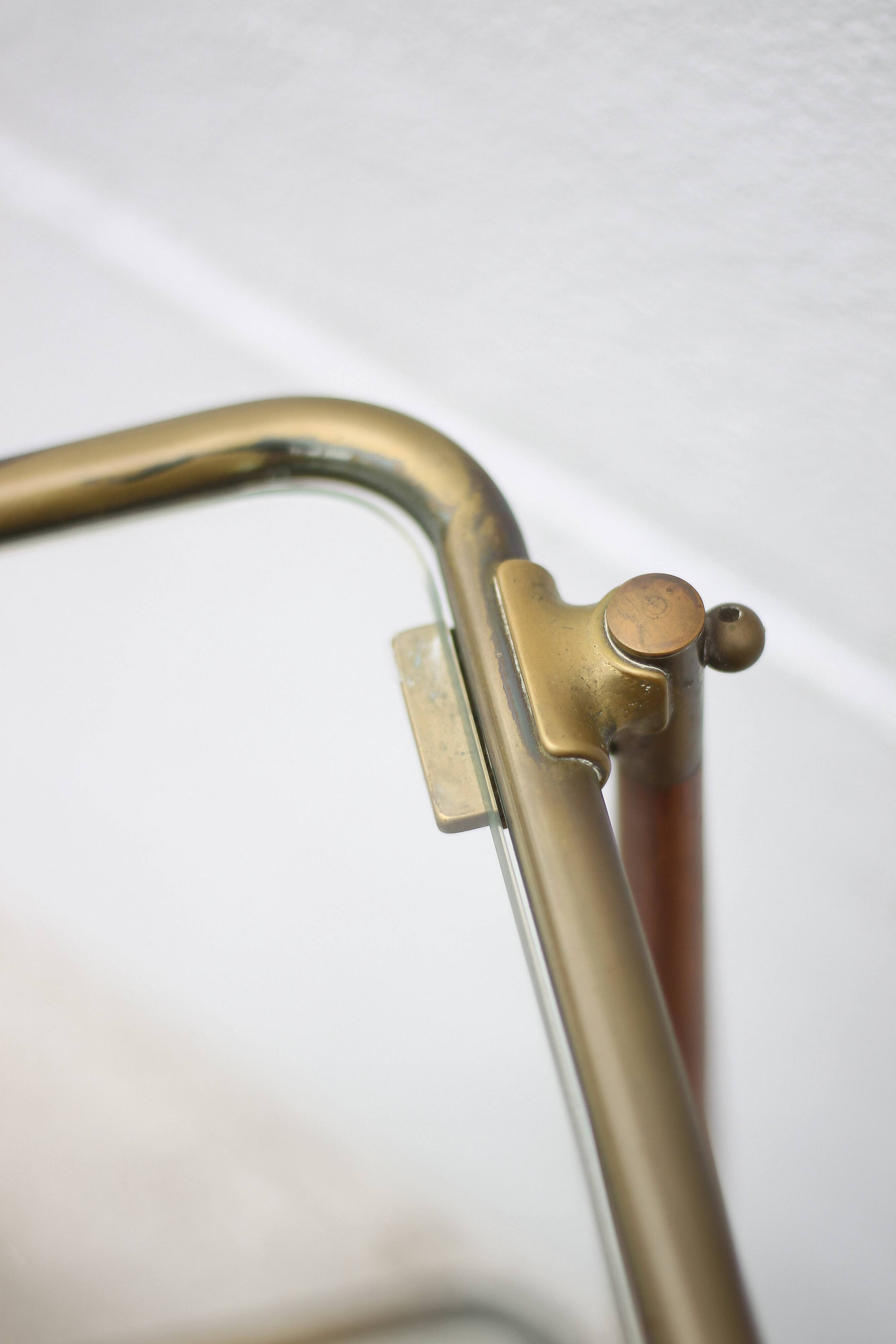 Wood and brass rolling dessert trolley, bar cart, server, trolley, 1950 Cesare Lacca for Arredoluce.